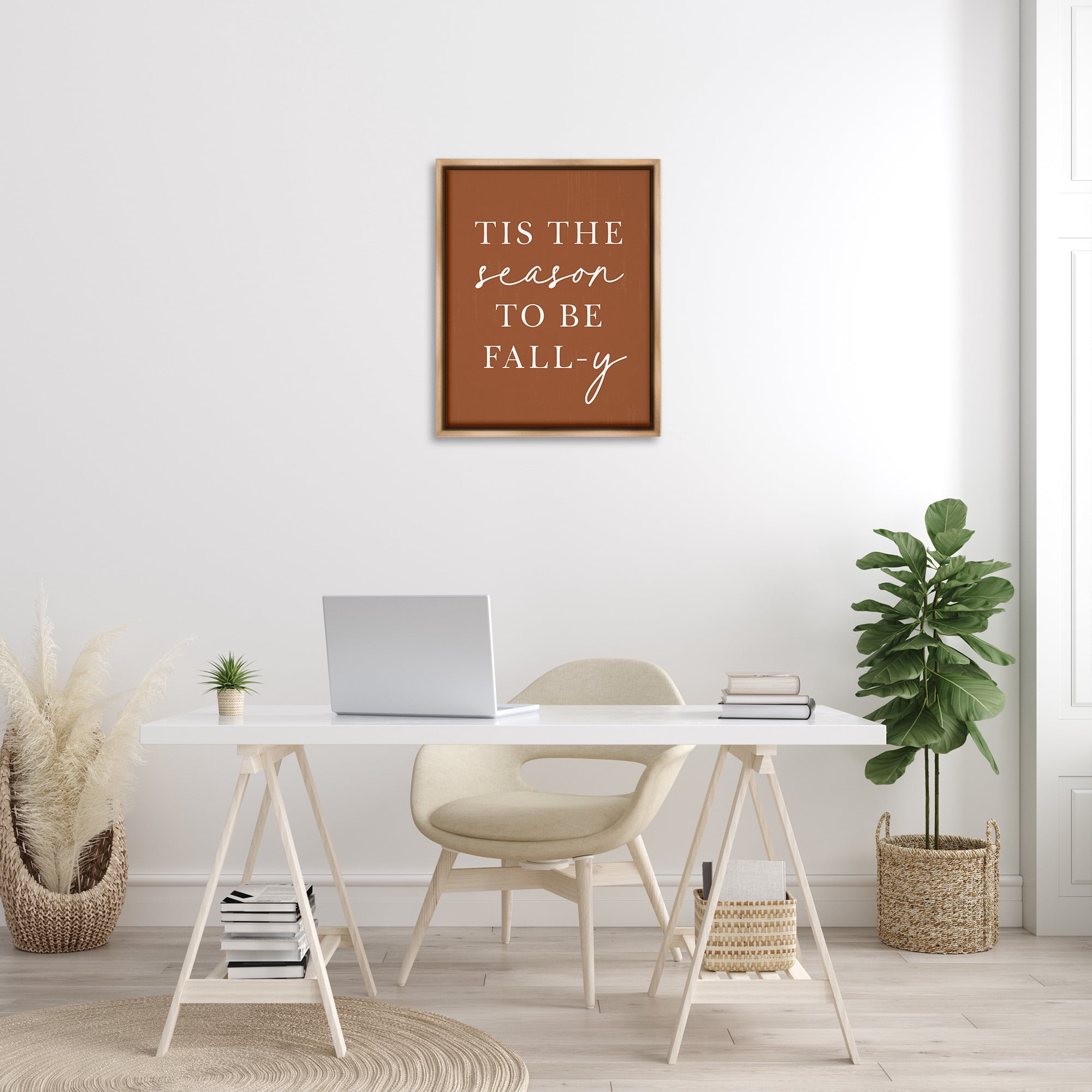 Stupell Industries Season To Be Fall-y Holiday Painting Brown Floater Framed Canvas Art Print Wall Art, 25 x 31