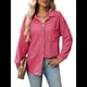thumbnail image 3 of Camisas de Punto Gofre con Botones para Mujer, Chaqueta Informal de Larga, Blusas Estilo Boyfriend, Corte Holgado Rosa Roja M, 3 of 9