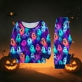 thumbnail image 6 of Halloween Pajamas, Halloween Matching Family Pajamas Purple Blue Colorful Ghost Print Long Sleeve 2Pcs Pj Set Soft Sleepwear Nightwear Loungewear Holiday Party Costume Fun Spooky Season for Family, 6 of 7