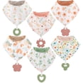 thumbnail image 1 of Baberos tipo bandana para bebés, paquete de 6 con juguetes para la dentición, paquete de 6, 1 of 8