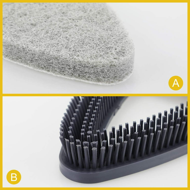 Yocada Tub Tile Scrubber Brush 2 in 1 Cleaning Brush 58.2 Adjustable  Telescopic Pole Stiff Bristles Scouring Pads for Cleaning Bathroom Kitchen