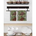 thumbnail image 3 of Farmhouse Green Garland Kitchen Dish Towels for Drying Dishes Set of 2, Spring Black Plaid Wood Grain Waffle Weave Microfiber Hand Tea Bathroom Towels Quick Dry & Absorbent Towel 15.7x23.6, 3 of 7