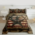 thumbnail image 2 of Homewish Western Texas Stars Bedding Comforter Set, Vintage US Flag Twin Comforter Sets, Rustic Farmhouse Reversible Bedding Set, Lightweight Room Decor, 2-Piece, 2 of 8