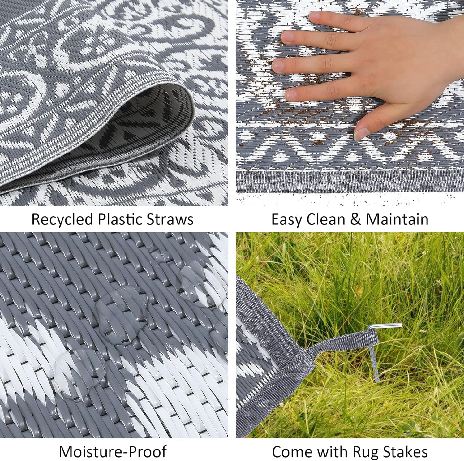 Reversible Outdoor Rugs Waterproof Straw Stain Uv Resistant - Temu