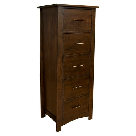 A-America Sodo Solid Wood 5-Drawer Narrow Chest in Sumatra Brown