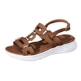 thumbnail image 6 of Slingback Sandals for Women Thick Soft Sole Cushion Slides Trendy Splice Open Toe Summer Beach Shoes Brown Size 8.5, 6 of 7
