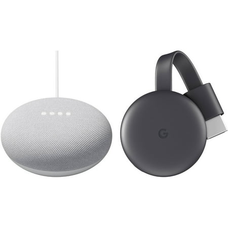 Google Nest Mini 2nd Generation Chalk (Bluetooth Speaker) Chromecast 3rd Gen - Value Bundle