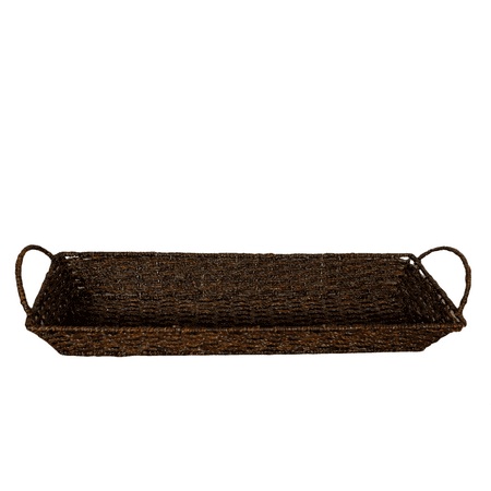 HomeMagic, 24" x 8" Woven Seagrass Rectangle Tray Basket with Metal Frame