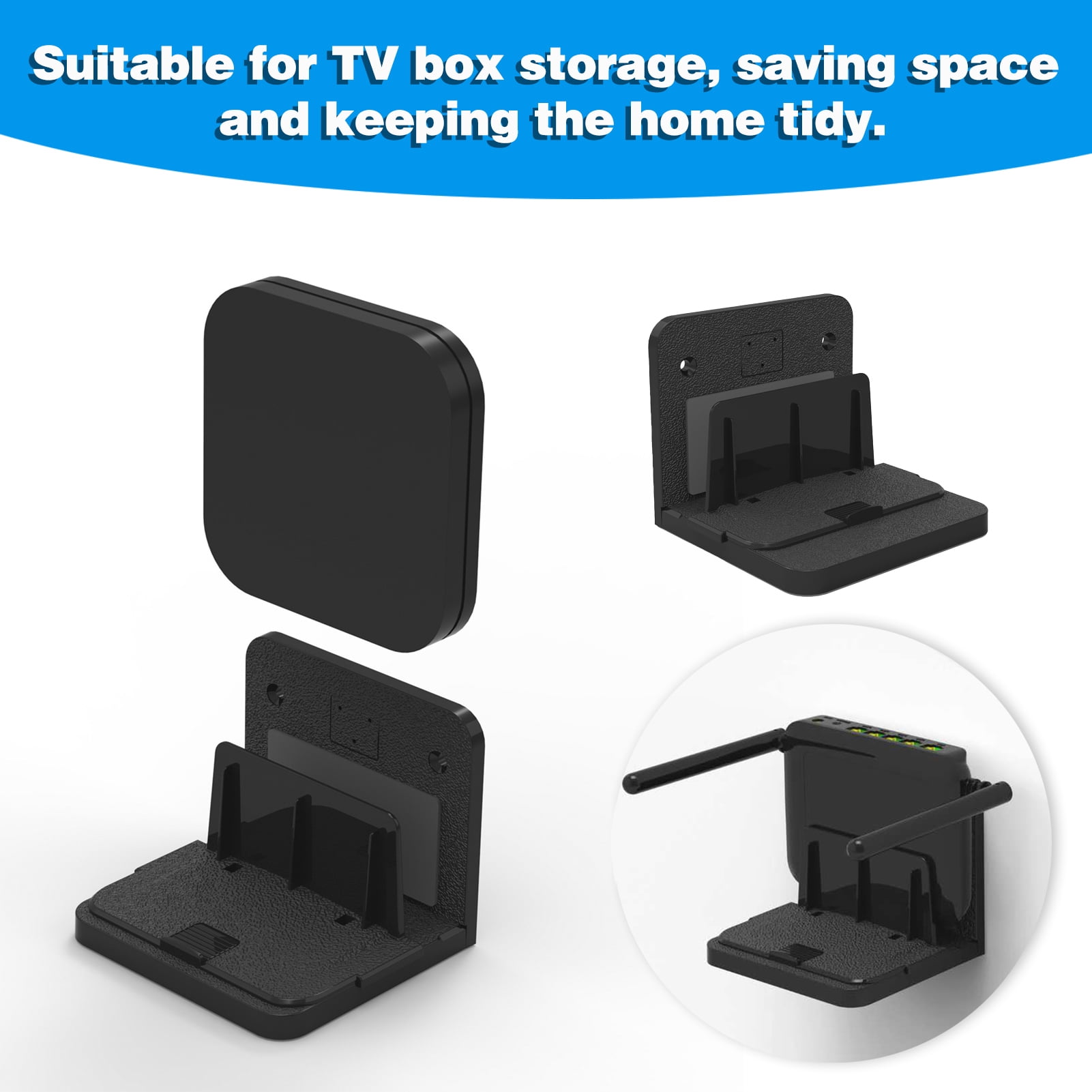 Lifetechs Wall Mount TV Box Mounting Bracket with Hidden Storage Easy Install Organize Power Strip TV Box WiFi Holder