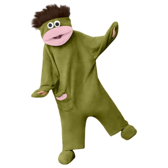 Adult Cartoon Character Hooded One Piece Pajamas, Plush Onesie Jumpsuit with Comb Loose Fit Homewear Costume Sleepwear Set, Hooded Onesie Pajamas, Character Pajama Jumpsuit