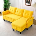 thumbnail image 4 of 78.35''L-Shaped Reversible Chaise Sectional Sofa with Storage–Cotton-Linen Upholstery, Multi-functional storage sofa bed,Sofa couches for living room,Apartments & Offices.3-Seater,Yellow, 4 of 8