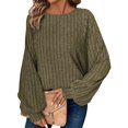 thumbnail image 2 of Sweatshirt for Women Women's Fashion Casual Loose Round Neck Long Sleeve Solid Color Large Size Top, 2 of 8
