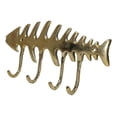 thumbnail image 4 of Brass Metal Golden Fishbone Fish Bone Marine Coastal 4 Peg Wall Hooks Plaque, 4 of 10
