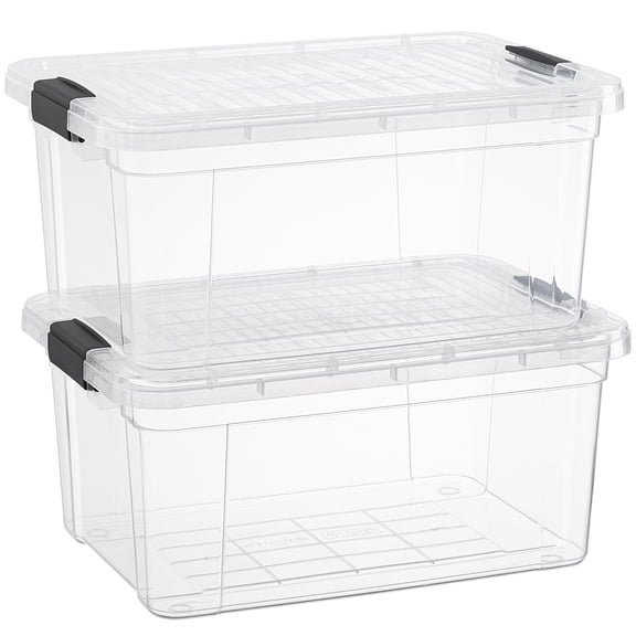 Superio Clear Storage Boxes with Lids, Plastic Container Bins for Organizing, Stackable Crates, BPA Free, Non Toxic, Odor Free, Organizers for Home, Office, School, and Dorm, 11 Quart, 2 Pack