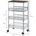 thumbnail image 2 of NEX 3-Tier Rustic Kitchen Cart MDF Wood Top and Metal Frame, Silver, 2 of 7