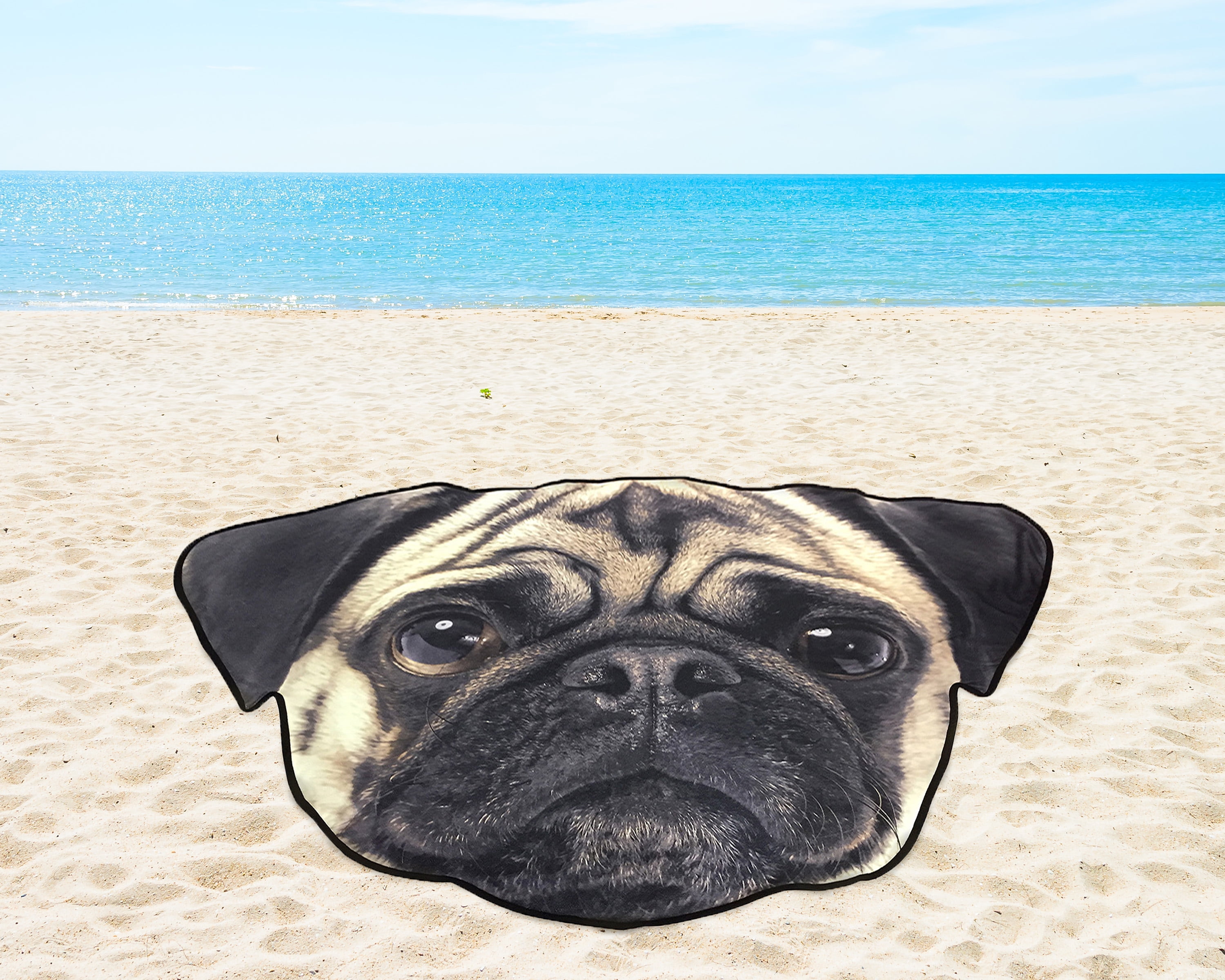 Pug Dog Beach Bath Towel 30" x 60" Dogs Velour 