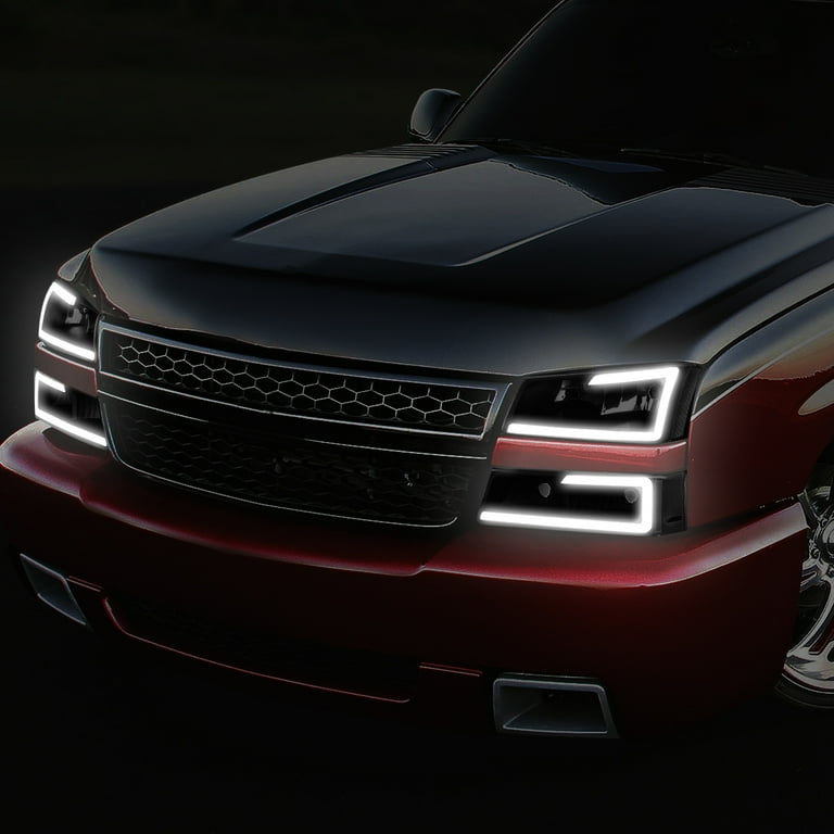 LED Halo Projector Headlights Fit 02-06 Avalanche 03-07 Silverado - Foto 12