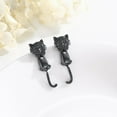 thumbnail image 2 of Midir&Etain Black Cat Earrings 925 Sterling Silver Dangle Drop Cute Animal Cat Stud Earrings Cat Jewelry Mothers Day Christmas Gifts for Women Cats Lover, 2 of 7
