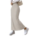 thumbnail image 2 of Falda Larga de Punto Informal con Abertura Lateral y Cintura Alta para Mujer, Cómoda y Ajustada. Albaricoque M, 2 of 9
