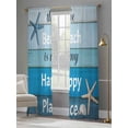 thumbnail image 3 of Sheer Curtains 84 inches Long 2 Panels Set Farmhouse Beach Light Filtering Sheer Drapes Rod Pocket Window Curtains for Living Room/Bedroom, Starfish Bule Wood Texture Coastal, 3 of 8