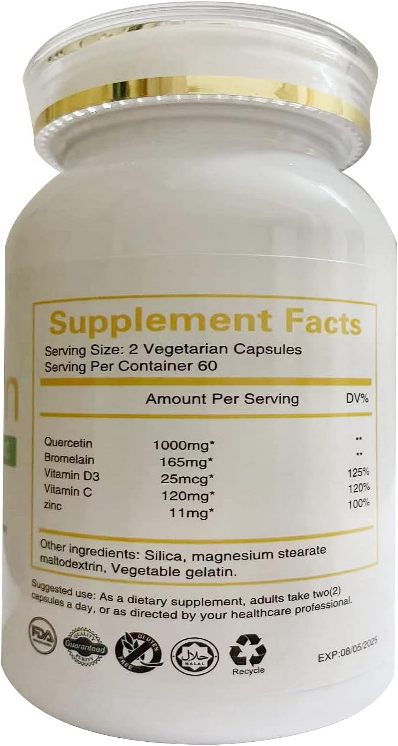 Quercetin Capsules – 120 Count for Allergy, Immune & Cardiovascular Support