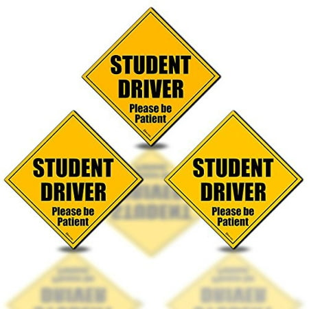 Zento Deals 3 Pack of All Weather Reflective Student Driver Please Be Patient Magnetic
