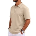 thumbnail image 5 of Men's Golf Polo Shirts Short Sleeve Collar Shirts Button Casual Lightweigt Fashion Work Polo Tee Solid Color Pullover Shirts,Brown L, 5 of 6