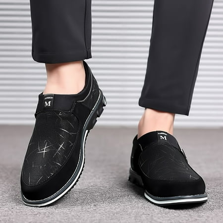 

eczipvz Men Shoes Fashion Style Men s Breathable Comfortable Business Slip On Work Leisure Hit Color Leather Shoes for Men Formal Leather (Black 11.5)