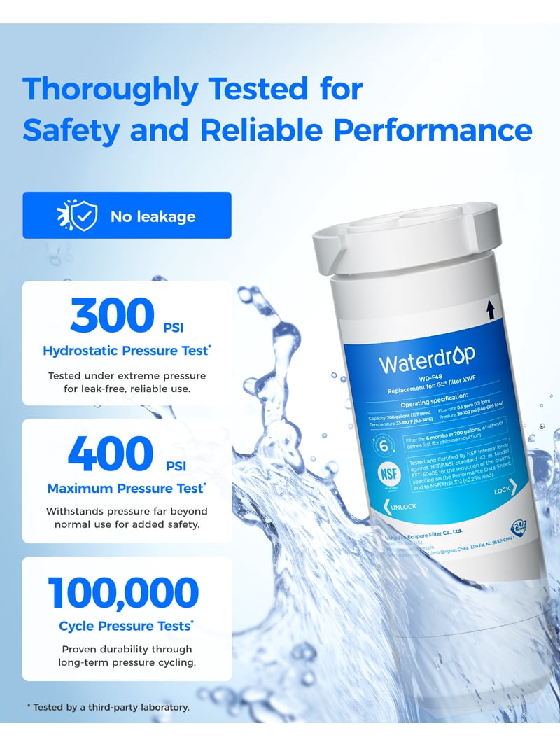 Waterdrop, Refrigerator Water Filter, XWF, NSF 42/372 Certified 2
