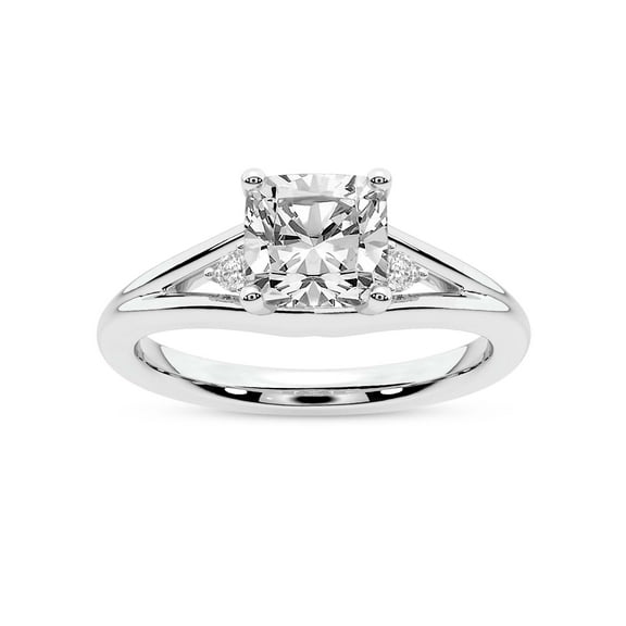 IGI Certified 3 Carat Cushion Shape Lab Grown Diamond Engagement Ring | 14K White Gold | Erica Swan Split Shank Diamond Ring | FG-VS1-VS2 Quality Friendly Diamonds
