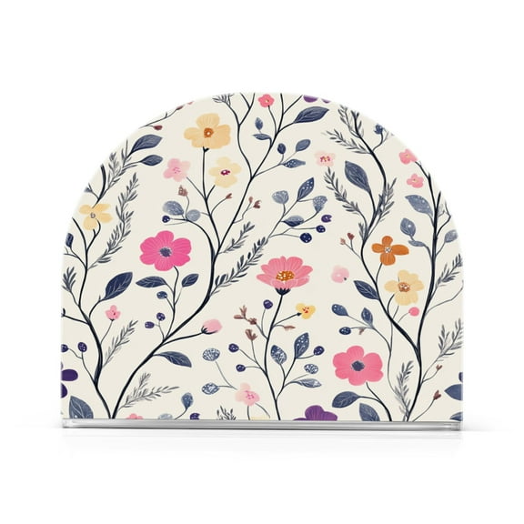 Spring Vibrant Flowers Thick U Shape Acrylic Napkin Holder Non Slip Space Saving for Kitchen