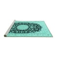 thumbnail image 2 of Ahgly Company Machine Washable Indoor Round Medallion Turquoise Blue Traditional Area Rugs, 6' Round, 2 of 4