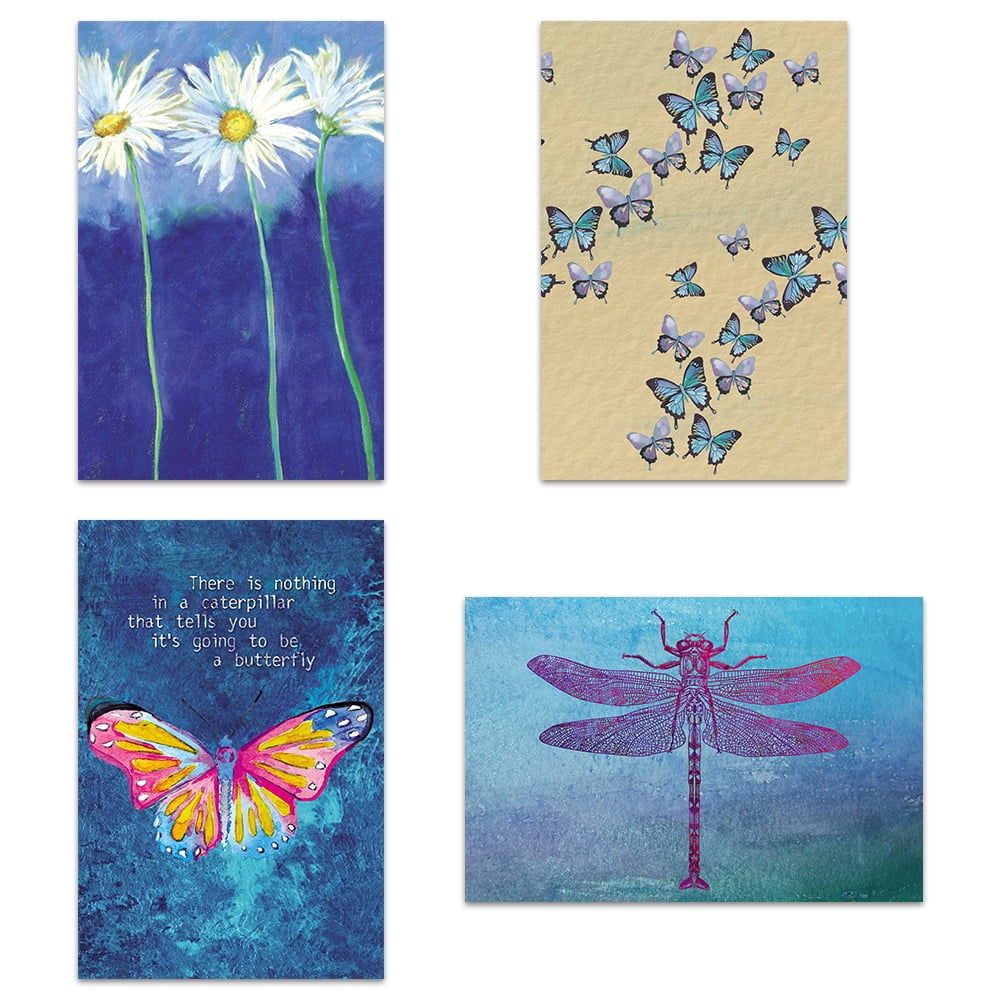 Tree-Free Greetings 16 Pack Blank All Occasion Assorted Notecards with Envelopes,Eco Friendly,Made in USA,100% Recycled Paper,4'x6', In The Garden (FP54261)