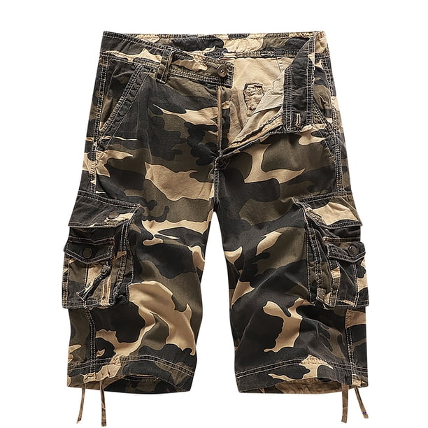 Mens Casual Shorts Multi Bolsillo Moda Ropa de Trabajo, Pantalones Cortos de Poliéster para el Uso Diario de Verano