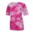 thumbnail image 3 of Womens T Shirts Ladies Gradient Tie Dye Printing Graphic Tees Trend Short Sleerainbowes Summer Tops Hot Pink Fashion Casual Blouses XXXL, 3 of 8