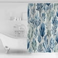 thumbnail image 4 of Small Stall Shower Curtain 36x78 Inch Narrow Half Size Blue Green Botanical Art Bath Curtains Bathroom Decor Watercolor Leaf Elegant Pastoral Waterproof Fabric Shower Curtain Set with Hooks 36 Inch, 4 of 6