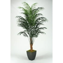 D & W Silks 8' Dwarf Areca Palm in Square Metal Planter
