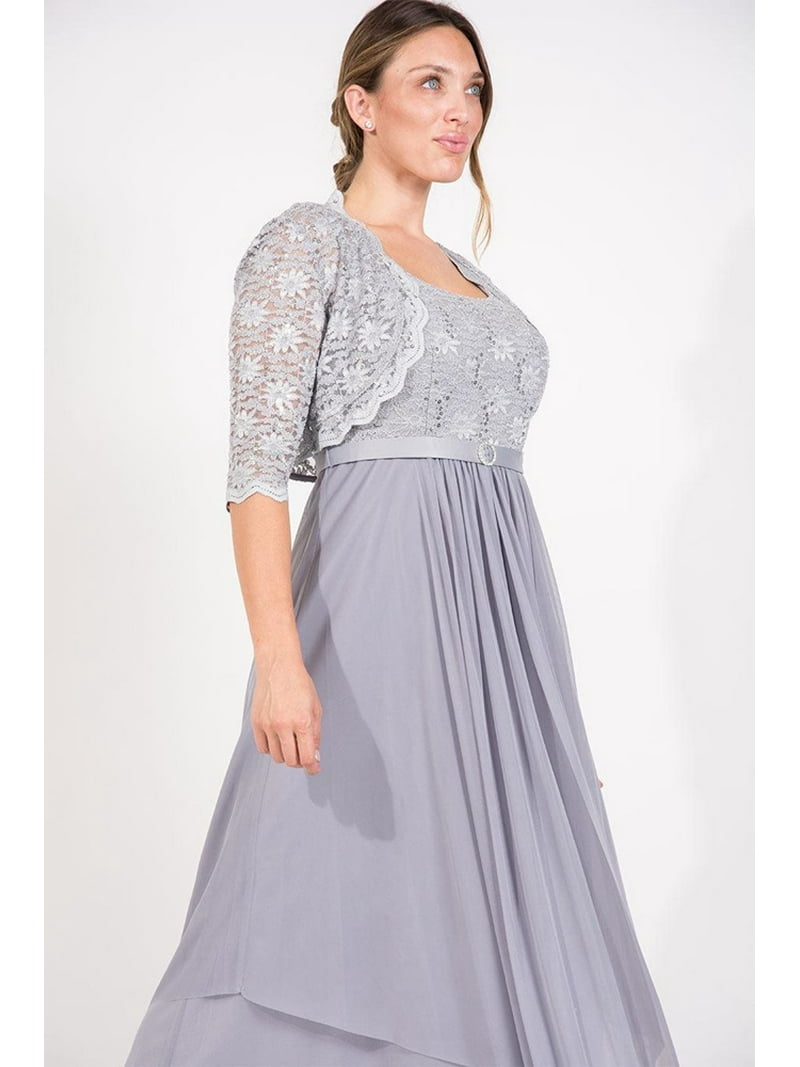 R&M Richards Large Dress Navy with Lace Jacket (Women's) - Walmart.com