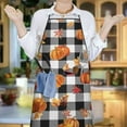 thumbnail image 5 of Fall Pumpkins and Leaves Buffalo Plaid Apron-Garden Aprons for Women with Pockets-Cotton Linen Waterproof Kitchen Cooking Gardening Aprons Adjustable for Kitchen,Cooking,BBQ and Salon 33"x27", 5 of 7