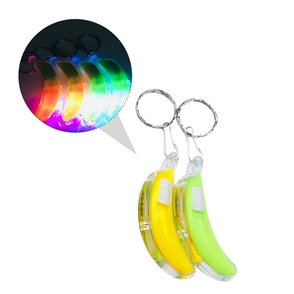 HOMOBABE 16Pcs Banana LED Keychain Set, Plastic Key Pendant for Party Favors and