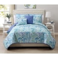 thumbnail image 1 of VCNY Harmony Ensemble de Courtepointe Réversible 5 Pcs, Très Grand Lit, Bleu, 1 of 10