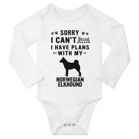

Sorry I Can t I Have Plans With My Norwegian Elkhound Baby Long Sleeve Bodysuit (White 3-6 Months)