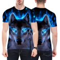 thumbnail image 2 of LEEYNEER T-shirt à Manches Courtes Imprimé Loup 3D Vif Col Rond T-shirt Grande Taille, 2 of 8