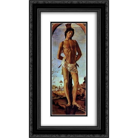 Sandro Botticelli 2x Matted 14x24 Black Ornate Framed Art Print 'Sebastian'