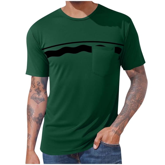 Maean Big and Tall Mens Short Sleeve Shirts with Pockets Summer Casual Fashion Crewneck Tee M-4XL