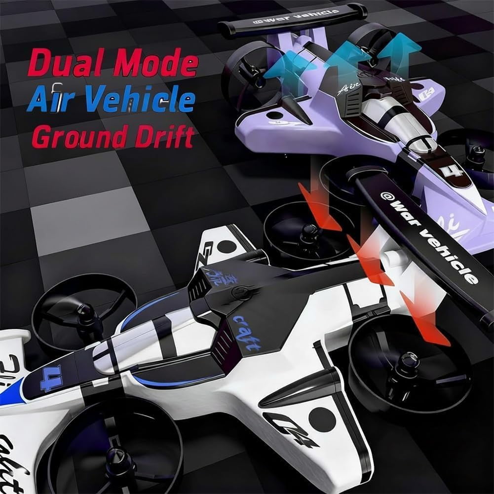 Rechargeable Dual-Mode Car Drone, 2-in-1 Flying RC Car with Land & Air Modes, 360° Flip Tricks, LED Stunt Effects, High-Speed Driving & Flying Impact-Resistant Toy