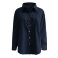 thumbnail image 6 of LowProfile Button Down Shirts for Women Casual Long Sleeve Corduroy Shirt Oversized Warm Jacket With Pockets Blouse Tops Navy S, 6 of 6