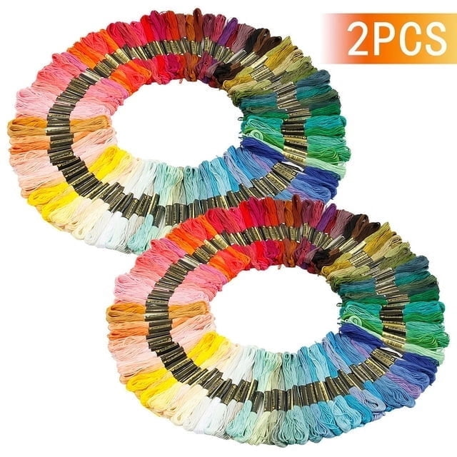 EUWBSSR 2 Sets 100 Colors Cotton Embroidery Floss Cross Stitch Thread Embroidery Sewing Skeins Home Decor-2sets(200pcs)-