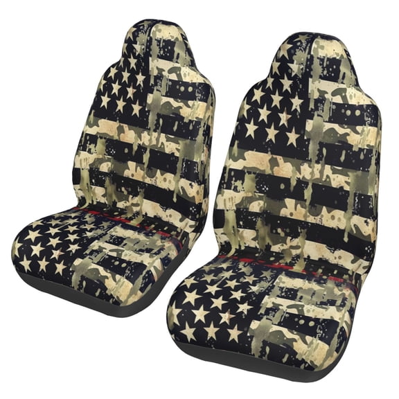 KAKALAD American Flag With Camouflage 01 Car Accessories Seat Covers Set Vehicle Seat Covers Universal Front Seats Protector 2 Pcs
