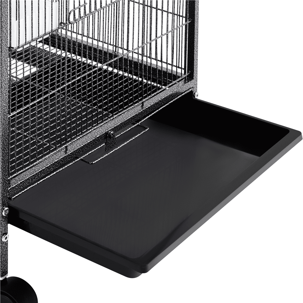 Yaheetech 40" H Wrought Iron Bird Cage with Open-Top Design & Rolling Stand Black